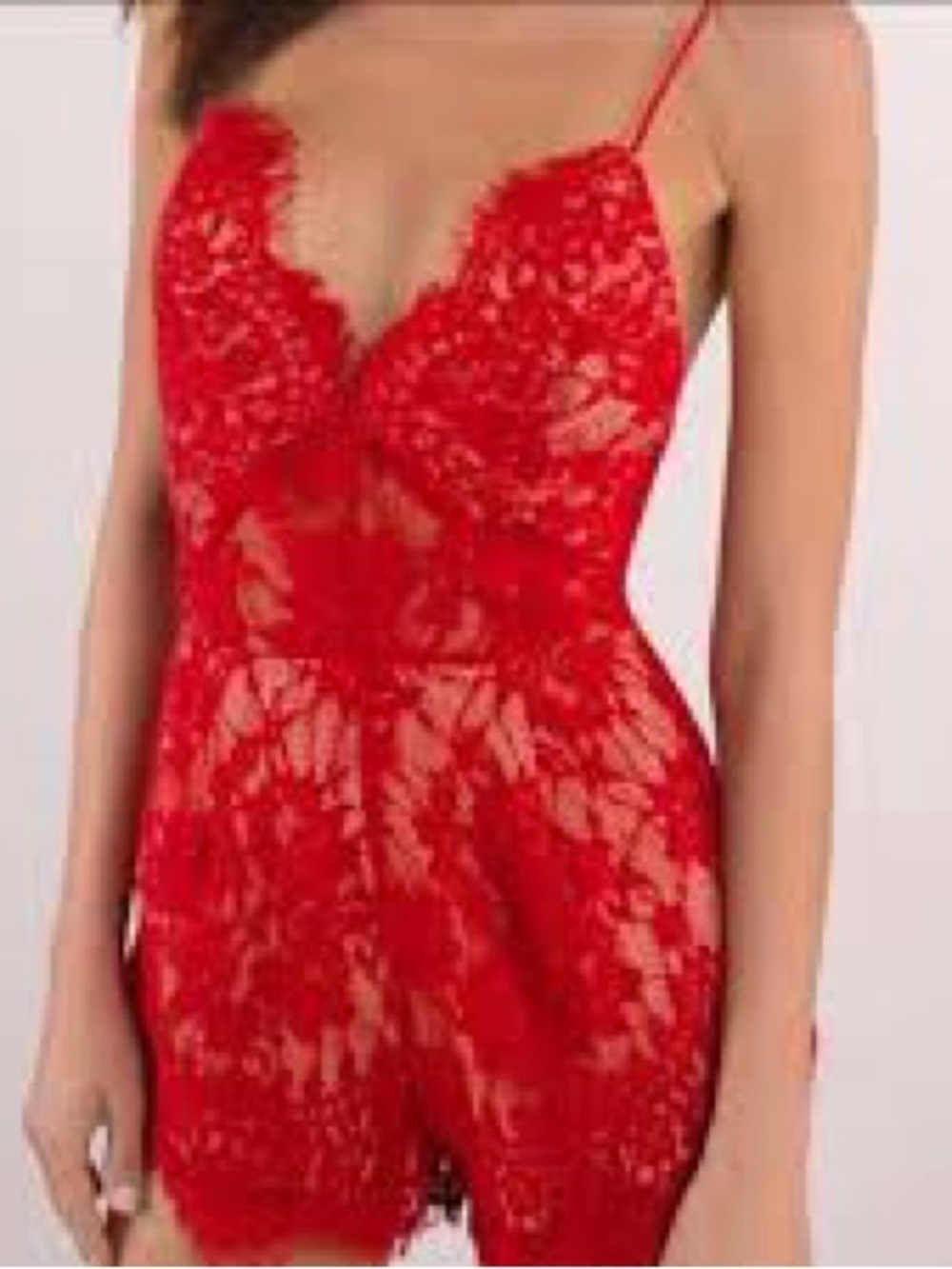 TOBI Lace Romper with Spaghetti Straps - SZ S